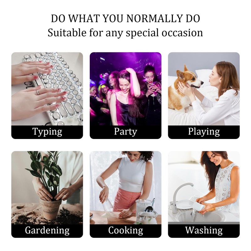 24pcs Short Square False Acrylic Press On Nails Reusable 3D