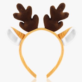 PLwelth Antler Headband for Women Girls Kids Reindeer Antlers Headband Cute Deer Ears Hairband Nonslip Headband for Thick Thin Hair Charms Hair Accessory for Christmas Costume Cosplay Party Decoration