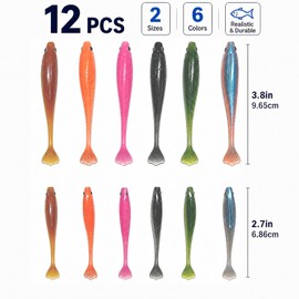 12 Pack Lifelike Paddle Tail Swimbaits for Bass, Trout, Walleye Fishing
