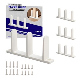 Sliding Closet Door Floor Guide, ABS Sliding Closet Door Hardware for 1-3/8" Thick Door, White Closet Door Guides for Cabinet Floor with Screws, 4 Packs