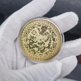 The Chinese Dragon Phoenix Brings Prosperity Lucky Coin Lottery Tickets Scratcher Tool Good Luck Charms Challenge Coin