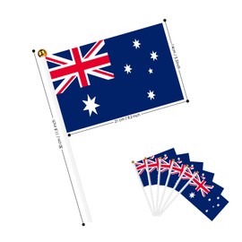 AhfuLife 15pcs Australia Flags on Sticks for 26th January Decorations, Hand Held Australia Small Flags with 30cm White Pole for National Day Garden Street Home Party Football Decorations