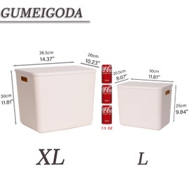 GUMEIGODA Plastic Storage Bins with lids,Storage Baskets,Container with handle,Storage Organizer Bins for Shelves,Office,Bedrooms,Closets, Cabinets(Grey，5XL+2L)