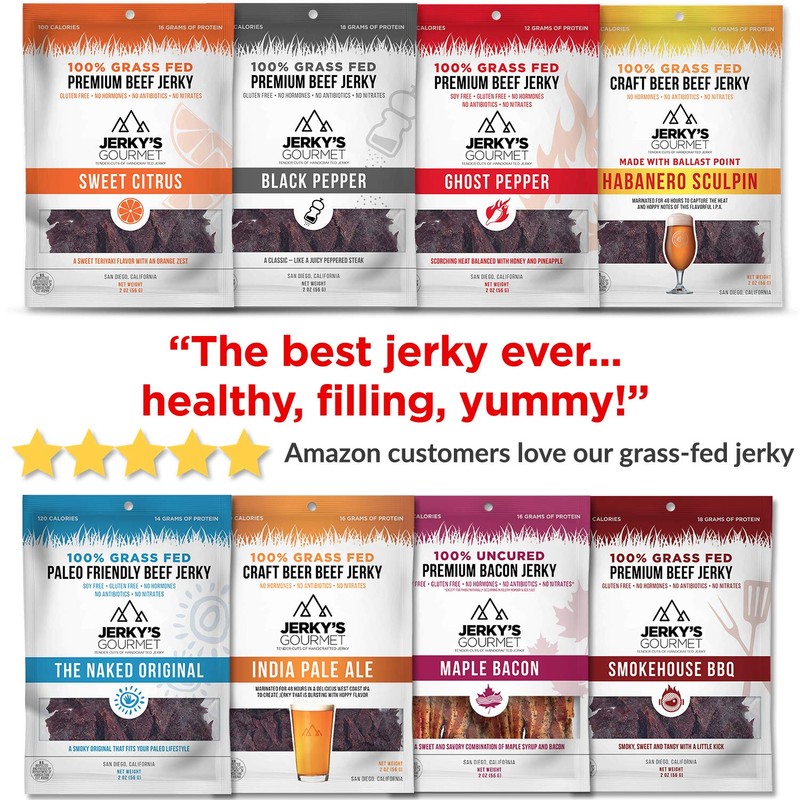 Black Pepper Grass Fed Beef Jerky - 100 Calorie Snacks,