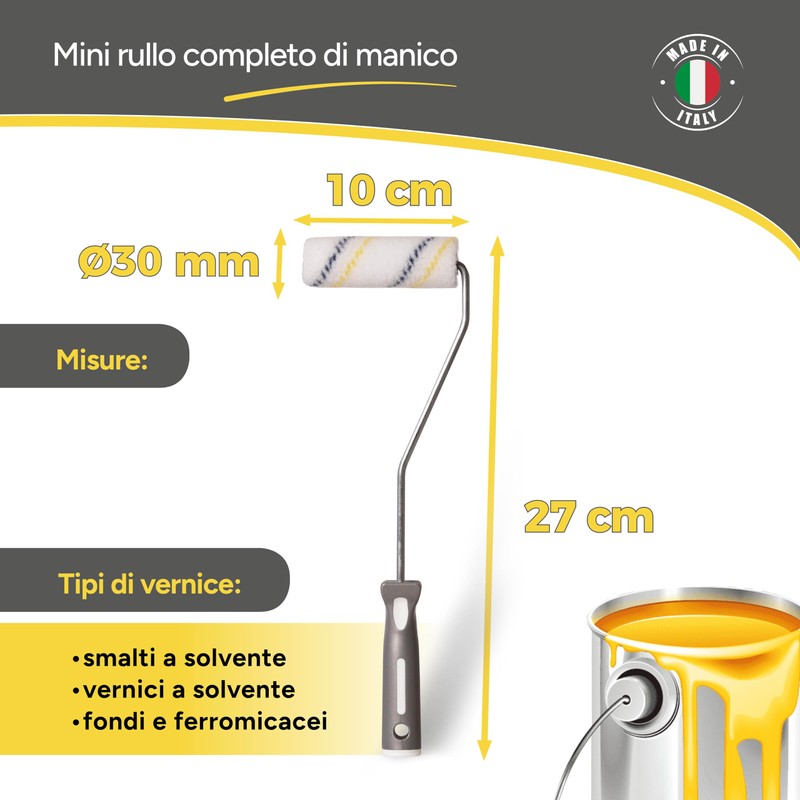 Boldrini Mini Nylon 6mm Roller Ideal for Varnishes and Solvent