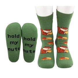 MBMSO Squirrel Socks 2 Pairs Hold My Nuts Socks Funny Squirrel Gifts for Men Nut Gag Gift Squirrel Lover Gifts (Hold My Nuts Socks)
