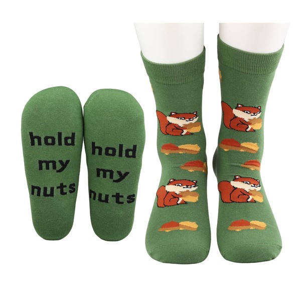 MBMSO Squirrel Socks 2 Pairs Hold My Nuts Socks Funny