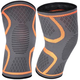 COZLOW Knee Braces for Knee Pain for Men and Women, Orange, L