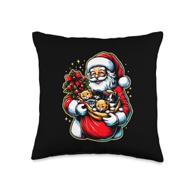 Cats For Everybody - Funny Santa Christmas Kitty Sack Gifts Throw Pillow