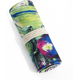 DIYOMR - Rollo de lápices de 12/24/36/72 con ranuras para lápices, bolsa enrollable para lápices de colores de artista, estuche de cepillo para polvo corto, organizador de dibujos, colorear y bocetos