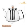 CNGLASS Glass Teapot with Infuser(37.5oz),Clear Tea Kettle with Removable Stainless