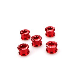 CYSKY Single Chainring Bolts Pack of 5 M8 Single Short Chain Ring Bolts Fit for Road Bike, Mountain Bike, BMX, MTB, Fixie (Red)