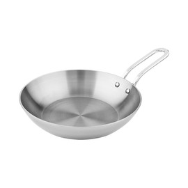 6.5 Inch Mini Skillet, 1 Curved Cooking Skillet - Stain Resistant, With Handle, Silver Stainless Steel Frying Skillet, Dishwasher Safe, For Meals Or Desserts - Restaurantware