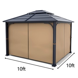 Gazebo Universal Replacement Privacy Curtain - Wonwon Privacy Panel Canopy Side Wall with Zipper for 10' x 10' Outdoor Gazebo (Khaki)