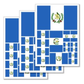 QQSD Guatemala Flag Sticker Guatemalan Decal in Multiple Sizes, 3 Pack, 11.7 x 8.3 Inches