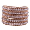 KELITCH Crystal Bead 5 Wrap Bracelet on Beige Leather