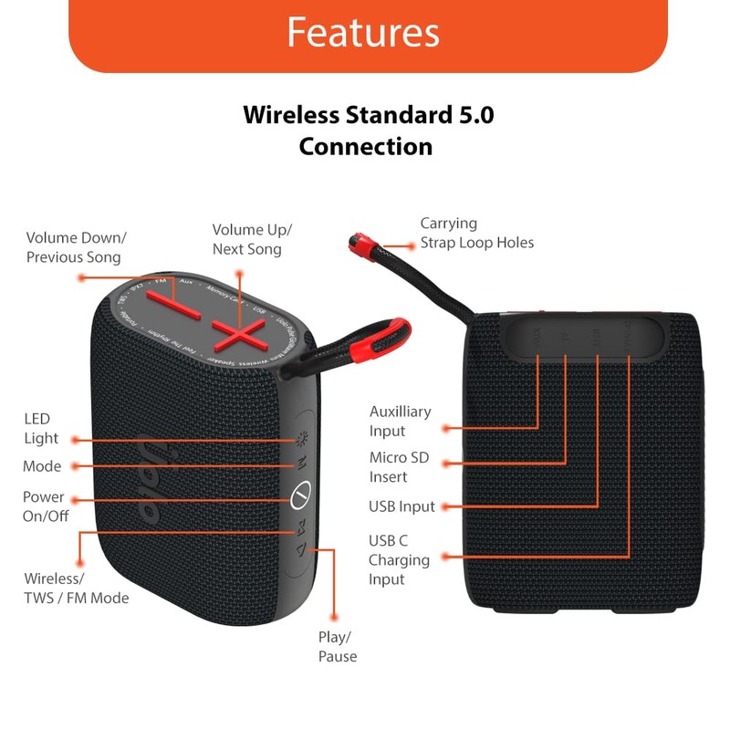 Uolo Pulse GloWave Mini Wireless & FM Radio Speaker[8W] Stereo