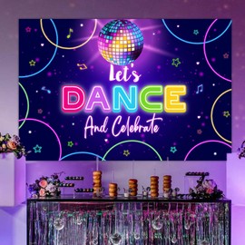 Wonmelody Disco Dance Party Decorations Dance Party Let’s Dance and Celebrate Backdrop Musical Theme Party Supplies Disco Ball Music Decors Birthday Party Bachelor Party Last Disco Teens Adults