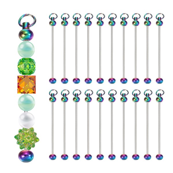 PATIKIL 20 Stück Perlen-Schlüsselanhänger-Stangen, Metall-Perlen, Schlüsselanhänger-Rohlinge, Großpackung für Anhänger, DIY,