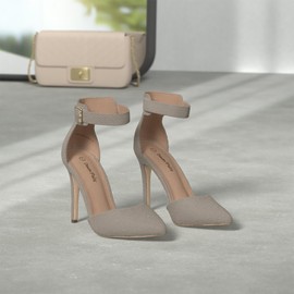 DREAM PAIRS OPPOINTED-ANKLE Women's Pointed Toe Ankle Strap D'Orsay High Heel Stiletto Pumps Shoes,7.5 B(M) US,GOLD GLITTER