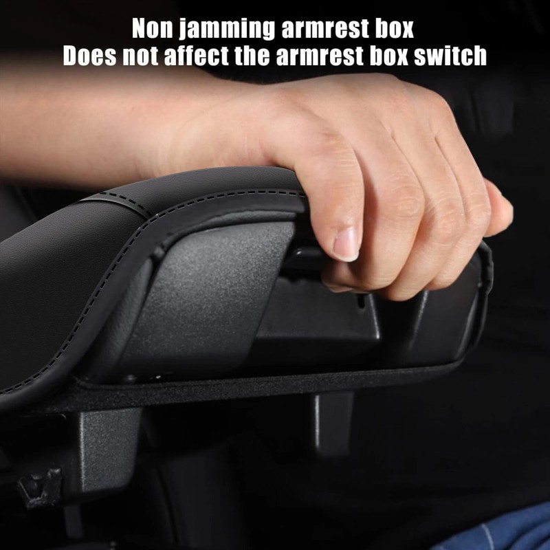 JXAUTOPART Central Storage Box Armrest Cover Cushion PU Leather For