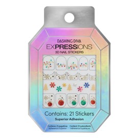 Dashing Diva Expressions 3D Nail Stickers - Holiday Extravaganza | Easy Application | Long-Lasting & Durable | Perfect for DIY Nail Art | Salon-Quality Results at Home