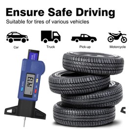 WANGCL Tyre Tread Gauge Digital Tyre Depth Gauge 0-25.4mm Tire Tread Depth Measuring Tool for Cars Trucks Motor - Blue