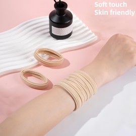 Tunbao Seamless Soft Hair Ties,Durable Thick Hair Bands,No Damage Elastic Ponytail Holders for All Hair Types,10 Pack,Beige
