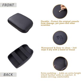 Car Center Console Cushion Armrest Cover Compatible with Toyota Tacoma 2016-2023 Leather Armrest Protective Cover Center Console Lid Protector Car Interior Accessories