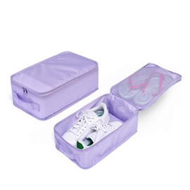JJ POWER Travel Shoe Bags, Foldable Waterproof Shoe Pouches Organizer-Double Layer, Purple, 2 Packs, Daily Necessities