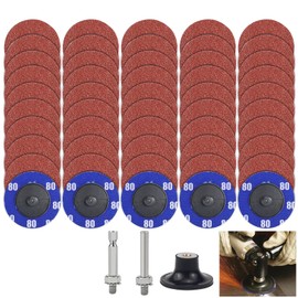 Sanding Disc Pads, 2 Inch 80 mm Sanding Disc Set, Quick Change Discs with 1/4 Inch Disc Pad Holder, Quick Change Discs Pad Holder, for Grinder Surface Prep Strip Grind