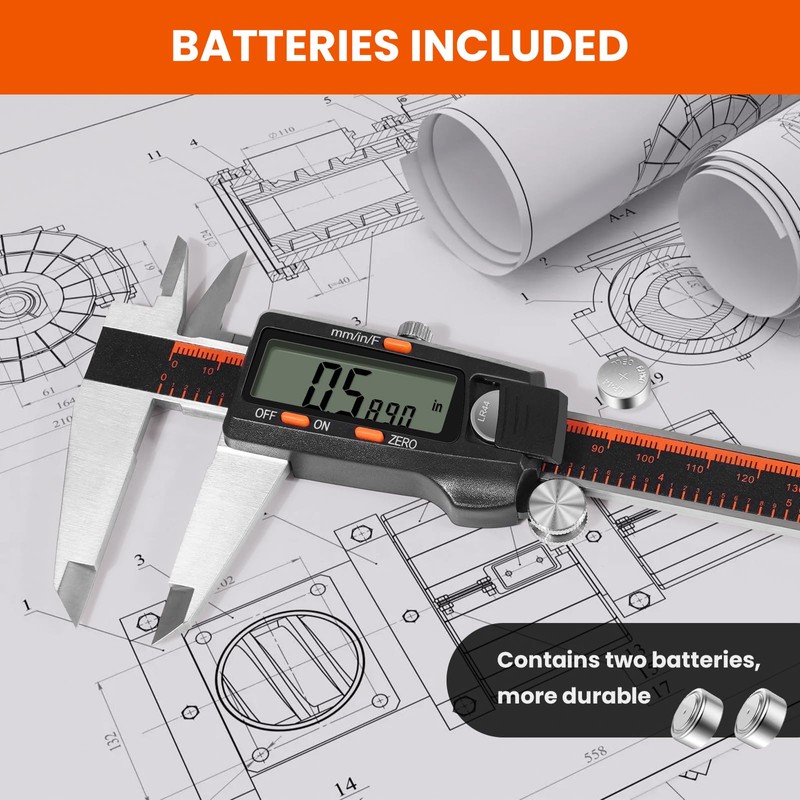 HARDELL Digital Caliper, 0-8 Inch Measuring Tool Large LCD Screen,Stainless