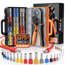 Preciva Ferrule Crimping Tool Kit - AWG 28-5 Self-Adjusting Ratchet Crimper with 1010Pcs Single & 265Pcs Twin Ferrules | Wire Terminal Connectors Kit