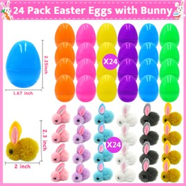 Olixmlya 24 Pack Easter Egg Fillers Plush Bunny Toys, Easter Eggs Filled Mini Colorful Bunny Filled for Kids Toddler Teens Boys Girls Easter Basket Stuffers Easter Party Favors