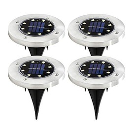 ExpertPower Solar Powered Ground Light for Christmas Holidays, Waterproof 8 LED Patio Light with Dark Sensor for Lawn/Garden, Pathway, Driveway, Pool Walkway and More [4 Pack]