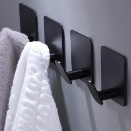 DELITON 4 Pack Towel/Coat Adhesive Hooks Wall Hook Stick on Bathroom or Kitchen