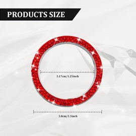 Tecledsn 1PCS Car Bling Crystal Engine Start Ring Decals, Sparkling Push Start Button Sticker, Car Engine Start Stop Decoration Ring, Sparkling Car Accessories for Women (Red, 1PCS)