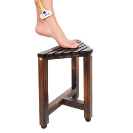 TYYIHUA Shower Foot Rest 13.2in - Corner Shower Stool for Shaving Legs, Waterproof Shower Bench, Bamboo Bath Stools for Inside Small Shower Spaces, Shower Foot Stool for Inside Shower