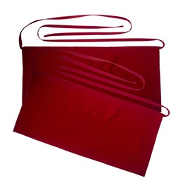 SEW UR LIFE (2SET Resist Water 3 Big Pockets Red Waist Server Apron Kitchen Restaurant Bistro Cafe Bar Pub Bakery Unisex Half Aprons for Chef, Baker, Servers, Waitress, Waiter（Thin Straps