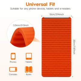 SINSETU 2 Pack Adjustable Foldable Silicone Phone Stand, Universal Bendable Cell Phone Tablet Holder, Portable Anti-Slip Desk Bed Phone Mount for Travel Home Office(Orange/Black)