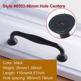 20pcs Black Kitchen Cabinet Handles Door Knobs Bar Drawer Cupboard Pulls Nickel Matte Aluminum Alloy Furniture Hardware Pulls(#8503-96mm (3-3/4") Hole Centers)