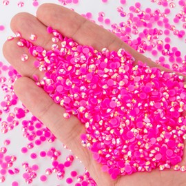 Duflash 28000 Pcs Hot Pink AB Resin Flatback Rhinestone, 4 mm Jelly Resin Non-hotfix Rhinestones Larger Quantity Wholesale for Crafts DIY Design, Tumblers, Clothes, Makeup, Nail Art（SS 16,0.16 inch