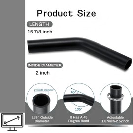 2 set 2" ID Gasoline Fuel Filler Neck Hose with 8 Clamps - 15 7/8" 45 Degree Gas Tank Fuel Filler Hose Replacement (2" ID 45 Degree)