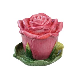 Minigift Ceramic Toothpick Holder ,Hand-painted RoseRed Rose Flower Toothpicks Dispenser，Table Decoration