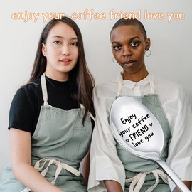 Birthday Gifts for Women Men Friends Coffee Spoon Gifts for Coffee Lovers Gifts for Women Men Boys Girls Christmas Bdy Gifts for Best Friends Enjoy Your Coffee Friend Love You Spoon Engraved