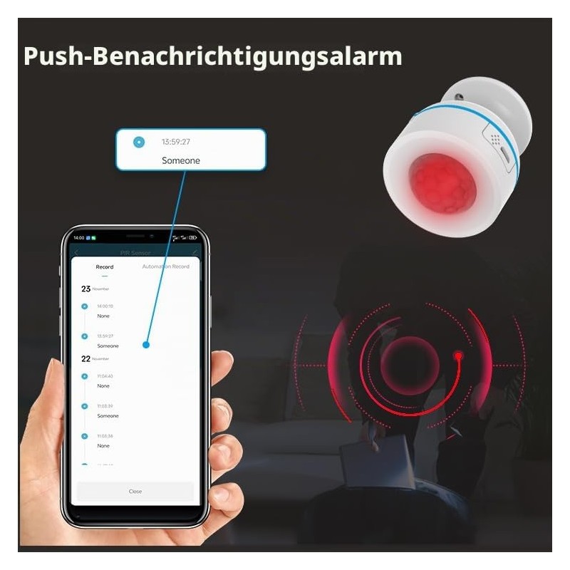 PHOVOLT Matte Motion Sensor, Intelligent Motion Sensor for Home Security,