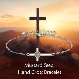 POPLYKE Paw Print/Moss Agate/Cross Bracelet, Sterling Silver, Adjustable Bracelet for Women, Jewellery for Mum, Silver Sterling Silver, Cubic Zirconia