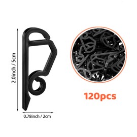 Pack of 120 Christmas Light Clips, Gutter Hooks for Christmas, Fairy Lights Holder, Mini Gutter Hooks for Fairy Lights, Christmas Light Clips (Black)