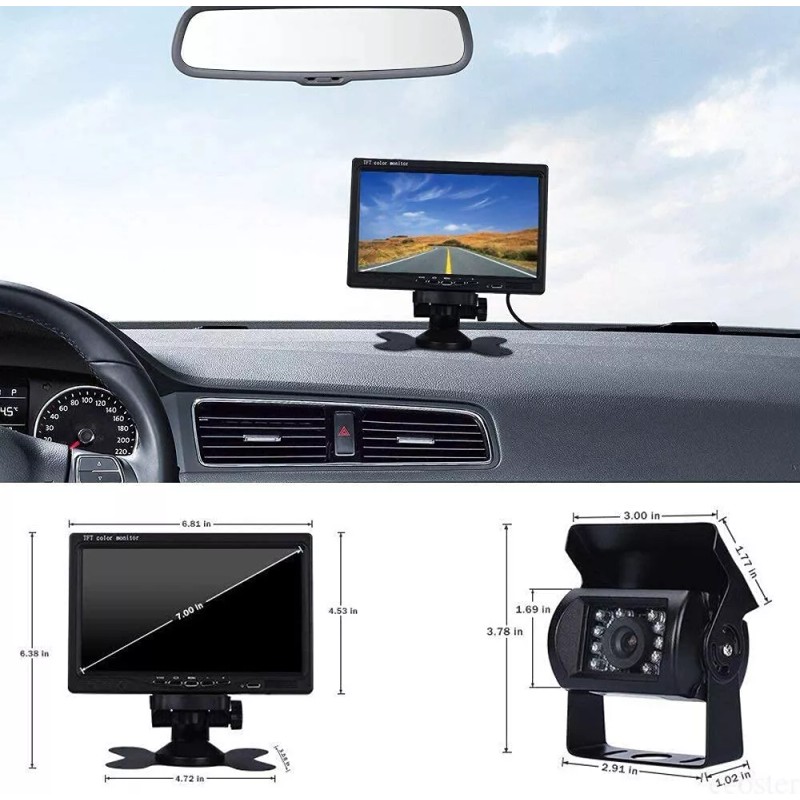 iPoster 7" Monitor Backup Reversing Rear View CCD Camera IR