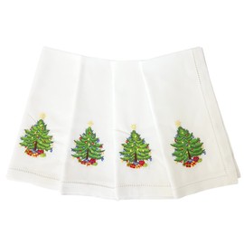 HCRAFT Embroidered Cotton Table Napkin, Cloth Napkins Set of 4 18"x18" Christmas Tree Napkin Square Fabric, Dining Room, Napkins Cloth Machine Washable, Christmas Napkins, Great Present Ideas